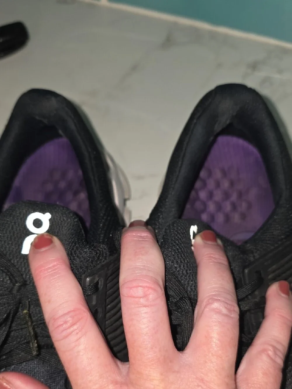 On Running Women's Black and White Cloudfoam Athletic Shoes